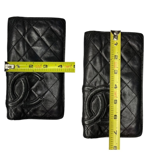 Authentic CHANEL Cambon Black Quilted Lambskin Leather & Black CC Long Wallet - Picture 16 of 16
